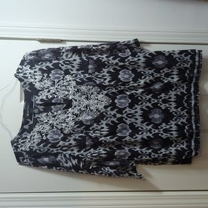 Embroidered Mesh Floral Blouse I.N.C. black lining Size 0x